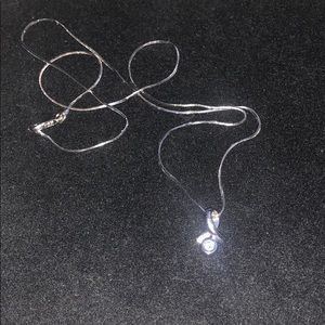 14k white gold diamond necklace